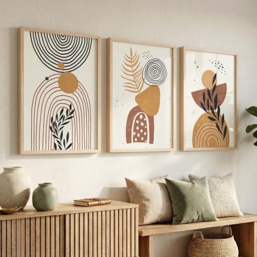 Image of kotart Wood Painting For Wall Decoration - Modern Art Wall Decor Framed Painting For Living Room Bedroom-Framed Wall Posters /Paintings With Frame Set of 3 (Art 1, 19x25 inch)