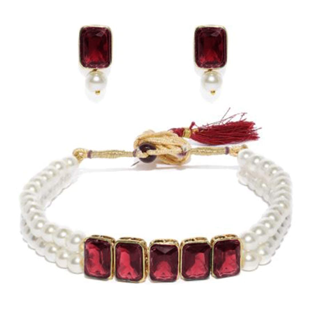 I Jewels 18K Gold Plated Traditional Crystal Stone Pearl Studded Choker Necklace Jewellery Set for Women (ML287M) (B096MW87X4) Amazon Price History, Amazon Price Tracker