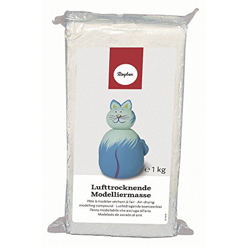 Rayher 3450200 Pasta para modelar Blanca, Secado al Aire, 1 kg. Sin Gluten.