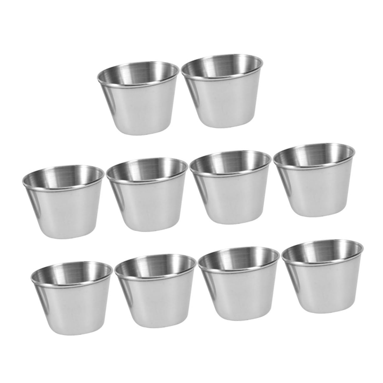 Unomor 10pcs Sauce Cups Reusable Salad Cups Lids Stainless Steel Sauce Ramekins for Kitchen Condiment Outdoor Bbq