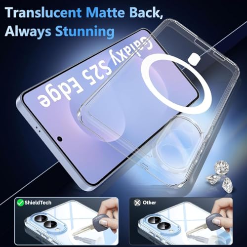 Image of Back Cover Case + Tempered Glass for Samsung Galaxy S25 Edge 5G | Mag-Safe Compatible | Transparent Mobile Phone Back Cover Case for Samsung Galaxy S 25 Edge 5G | TPU Transparent Case