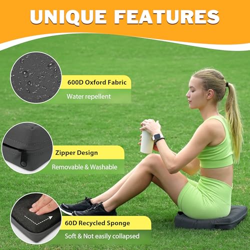 Image of FASTMOMENT Airplane Seat Cushion Portable Travel Cushion for Comfort Foldable Stadium Pad with Breathable Fabric Seat Pad Perfect for Long Flights, Office, Bleacher, Camping