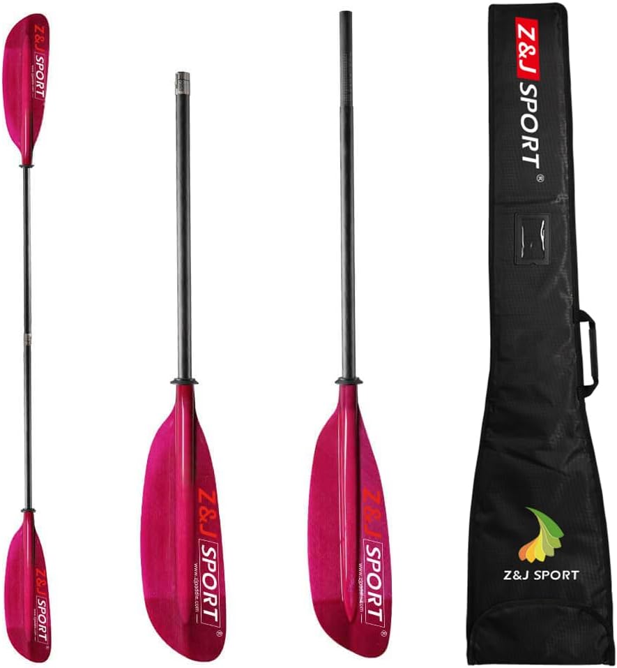 Z&J SPORT ZJ Touring Kayak Paddle Carbon Shaft Fiberglass Blade for Low-Angle Recreation Paddling (SKR-III)