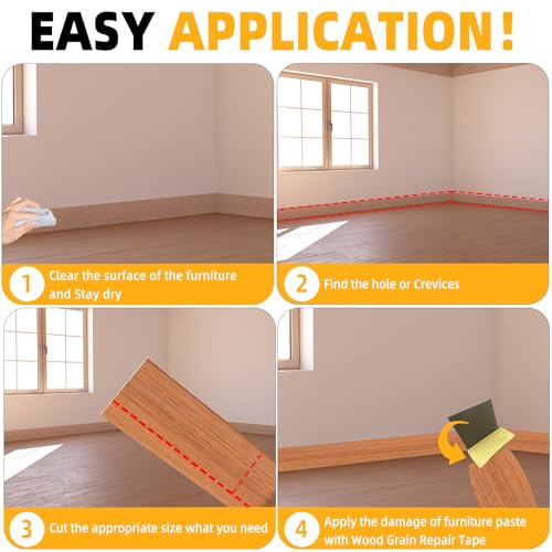 Image of GSCIT Club Wood Grain Repair Tape, 2.4 inch X 50ft Self Adhesive Red Oak Grain Repair Patch for Tables, Chairs, Baseboards, Doors, Windows, Floors, Handicraft DIY.