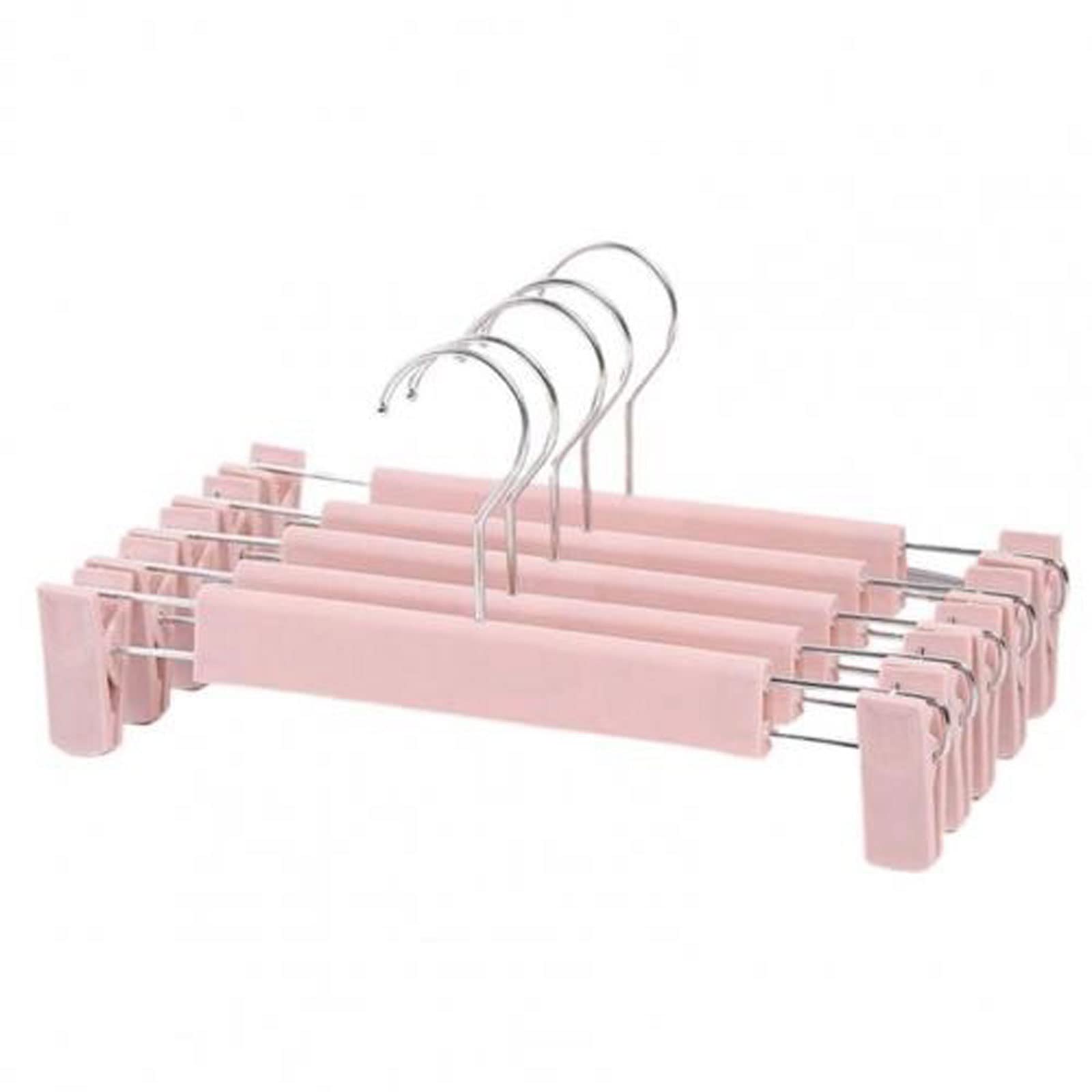 JINGYAN Standard Hangers 5Pcs Set Clothes Clip Hanger Non-slip Coat Windproof Hanging Shirts Rack for Dorm Home Supplies(Pink)
