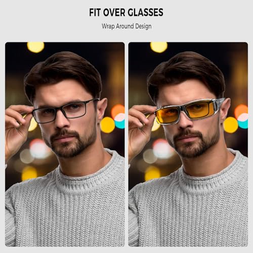 Image of Night Driving Glasses for Men Women Fit Over Sunglasses Anti Glare Polarized HD Night Vision Glasses