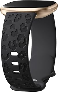 Odbeai Leopard Bands Compatible with Fitbit Versa 4/Sense 2/Sense/Versa 3 | Cute Fancy Bands Compatible with Fitbit Versa 4 Bands for Women, Soft Silicone Sport Strap for Sense 2/Sense/Versa 3 Bands