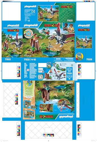 Playmobil 71525 Drone d'observation avec dimorphodon - Gamme Dinos fabriquée avec Plus de 80% de matériaux recyclés ou biosourcés en Moyenne - Univers Dinos - Dès 4 Ans