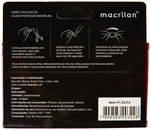 Macrilan Cílios Postiços - Fios Naturais E Alongados No Canto Externo - Cl5-3