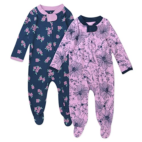 Image of HonestBaby Footed Sleep & Play Pajamas Organic Cotton for Infant Baby Girls (LEGACY)