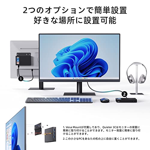 MeLE Quieter3C WiFi5ファンレスミニPC Windows 11 Pro Celeron N5105ミニデスクトップコンピューター8GB 128GB の商品画像 9