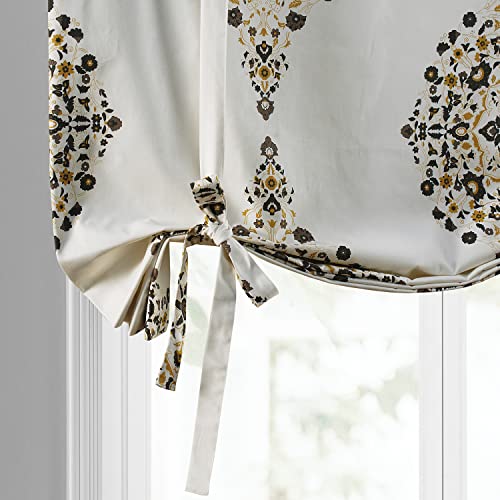 Image of HPD Half Price Drapes Room Darkening Tie Up Curtains 46 X 63 Inch Kerala Printed Cotton Window Roll Up Balloon Curtain for Living Room, Kitchen PRTW-TUD41A-63 (1 Panel), Kerala Gold