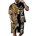 prigridche Men's 3d Lion Wolf Graphic Shirt and Shorts Set Summer Outfits Fashion Casual Short Sleeve Crew Neck Suit for Men 2 Piece Shorts Tracksuit
