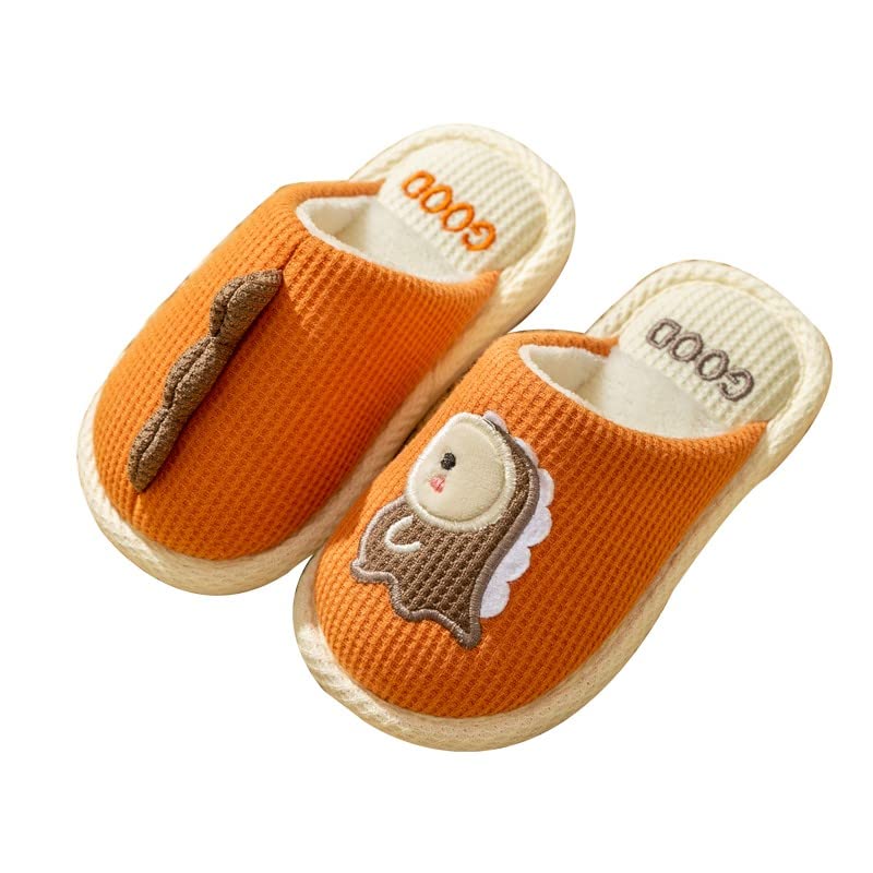 Cute Cotton Linen Bunny Slippers for Girls Kids Aesthetic Comfy Soft 𝗦lip On Closed Toe Kids Slippers with Hard Soles3