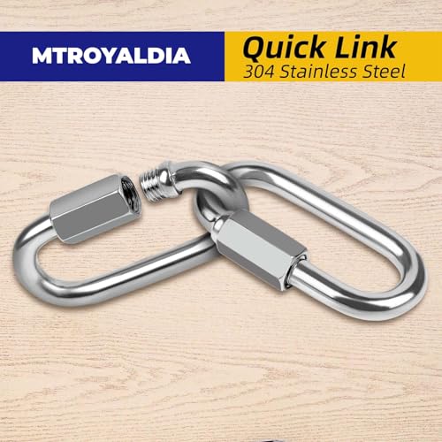 Image of 10 PCS 1.6 Inch Quick Link, Heavy Duty Chain Link, 304 Stainless Steel Screw Chain Connector, 1 /8 inch D Shape Links Locking Carabiner, Chain Hook, 551 Lbs Capacity