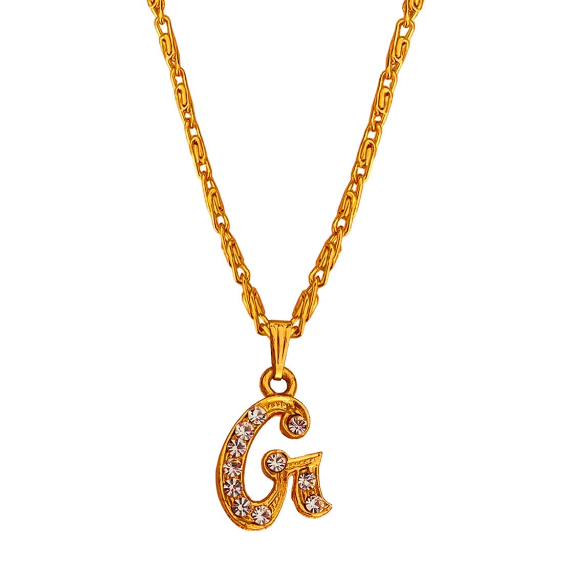 SulleryCrystal Alphabet Initial Letter G Locket Gift forGirlFriend Wife Mother Sistar Gold Brass Alphabet Pendant Necklace Chain for Women and Girls