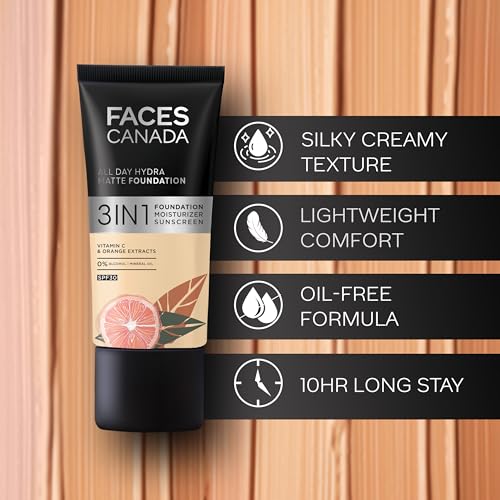 FACESCANADA All Day Hydra Matte Foundation|3-In-1 Foundation + Moisturizer Cream + Spf 30|24 Hr Aloe Hydration&Vitamin C|10Hr Long Wear|Medium To... - Image 5