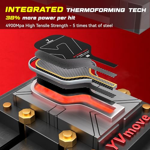 Image of USAPA Approved 6-Layer Construction T700 Carbon Fiber Pickleball Paddle, 16mm Thermoformed Pickleball Racket with High Spin & Extended Grip, Professional Pickleball Paddle for Control and Power