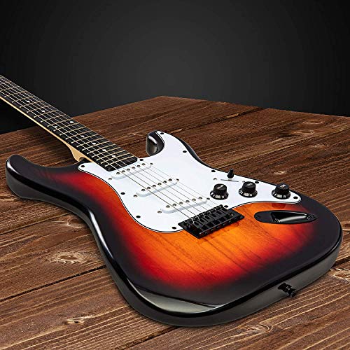 Lyxpro Full Size Electric Guitar Sunburst With 20W Amp Package, Mackie Onyx Artist 2-2 Audio/Midi Interface With Pro Tools First/Tracktion Music Production Software Kit With Professional Headphones #TOP1