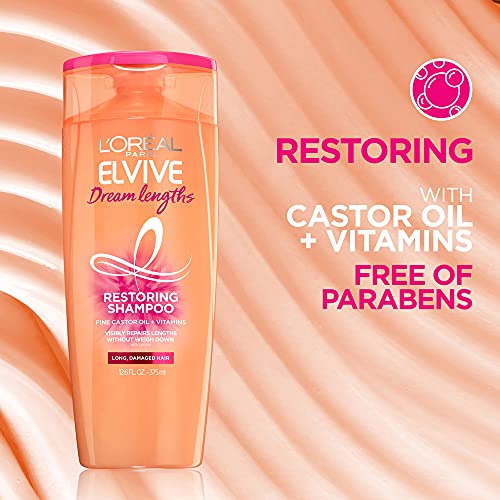 L'oreal Paris Elvive Dream Lengths Restoring Shampoo With Fine Castor Oil And Vitamins B3 And B5 For Long, Damaged Hair, Visibly Repairs Damage Without Weighdown With System, 12.6 Fl; Oz #TOP3