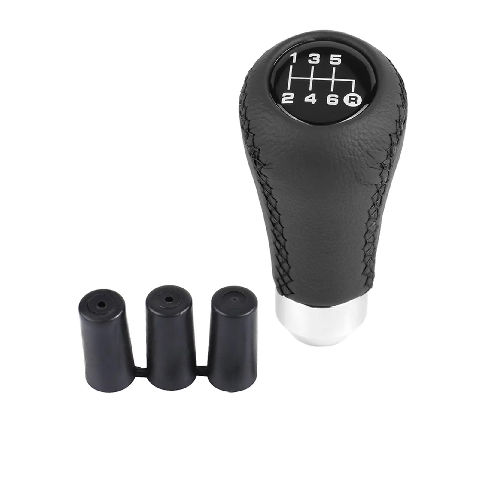 Qkkmuo B Shift Knobs Car 6 Speed Gear Kno Universal Vehicle 6 Speed Gear Kno Pu Shifter Stick With 3 Hoses Universal Manual Car Gear Stick Knob(B)