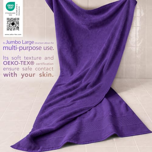 Image of Cotton Paradise 100% Cotton Turkish Towel Set, Soft Absorbent Quick Dry, 2 Piece 35x70 Bath Sheet Set, Violet Purple