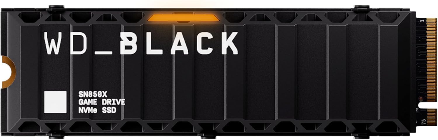 WD_Black SN850X SSD 8 to, Disque SSD Interne avec dissipateur Thermique, Gaming SSD, Haute Performance Disque de Jeu, Lecture jusqu'à 7200 Mo/s, écriture jusqu'à 6,600 Mo/s, PCIe Gen 4.0 NVMe, Noir - Dissipateur Thermique - 8 To