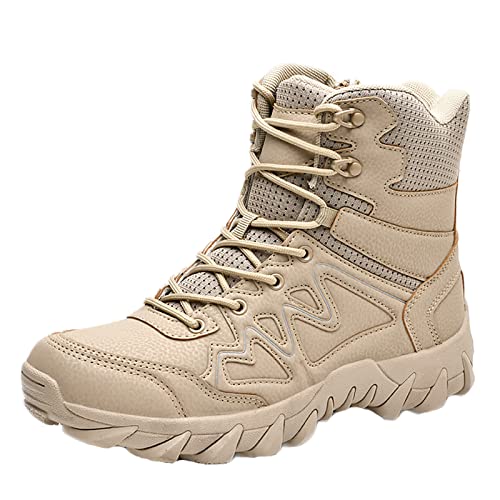 RAGOPILEN Botas tácticas de Combate, Botas Safari tácticas for Hombre con Cremallera Lateral Negro y Arena 39-46 EU(Sand,41 EU)