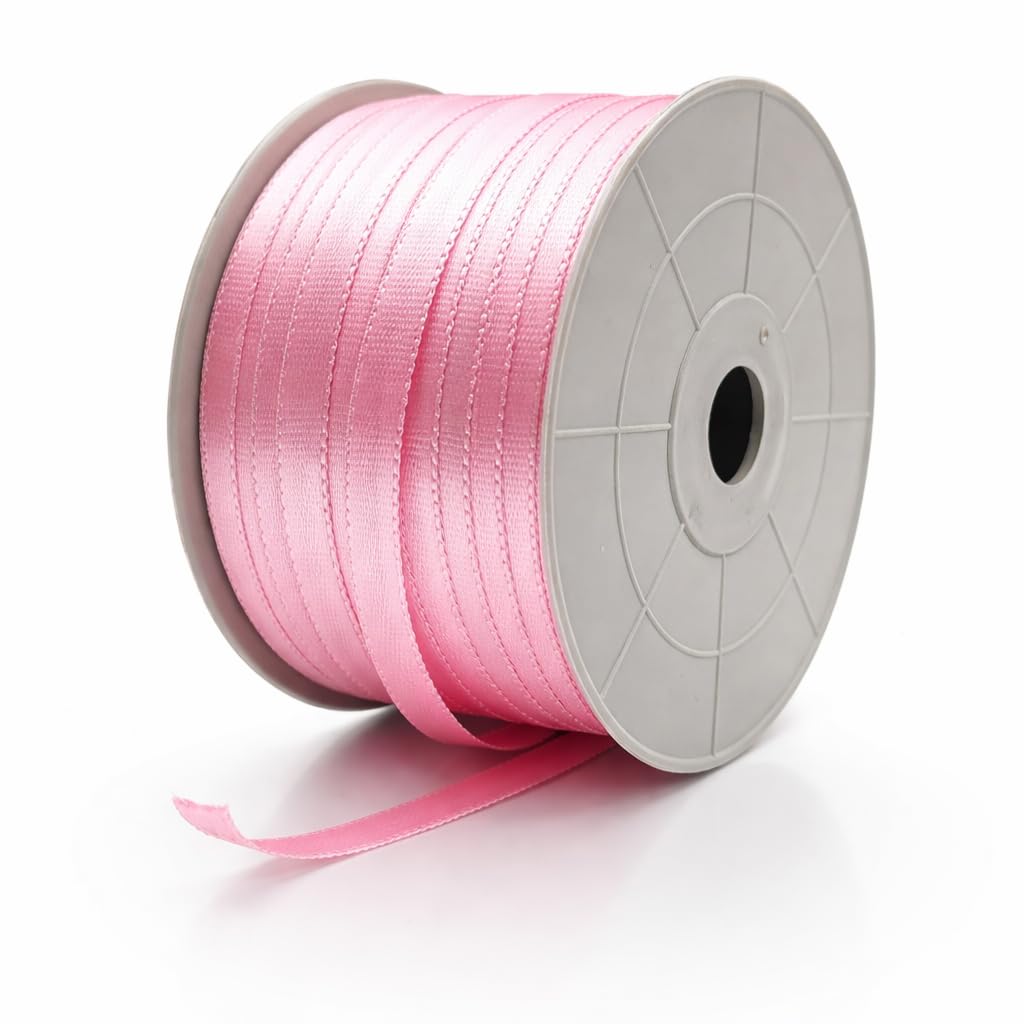 BOBBINY Light Pink Satin Striped Ribbon 0.25 Inch 10 Meter for Bridal Gift wrap, Wrapping Bows, Gift Bows, Christmas Bows, Party Decoration-image-43