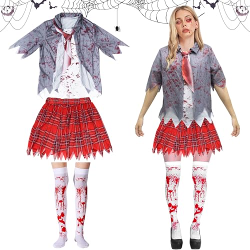 Disfraz de Halloween Zombie para estudiantes y niños, terror para Carnaval y fiestas de cosplay