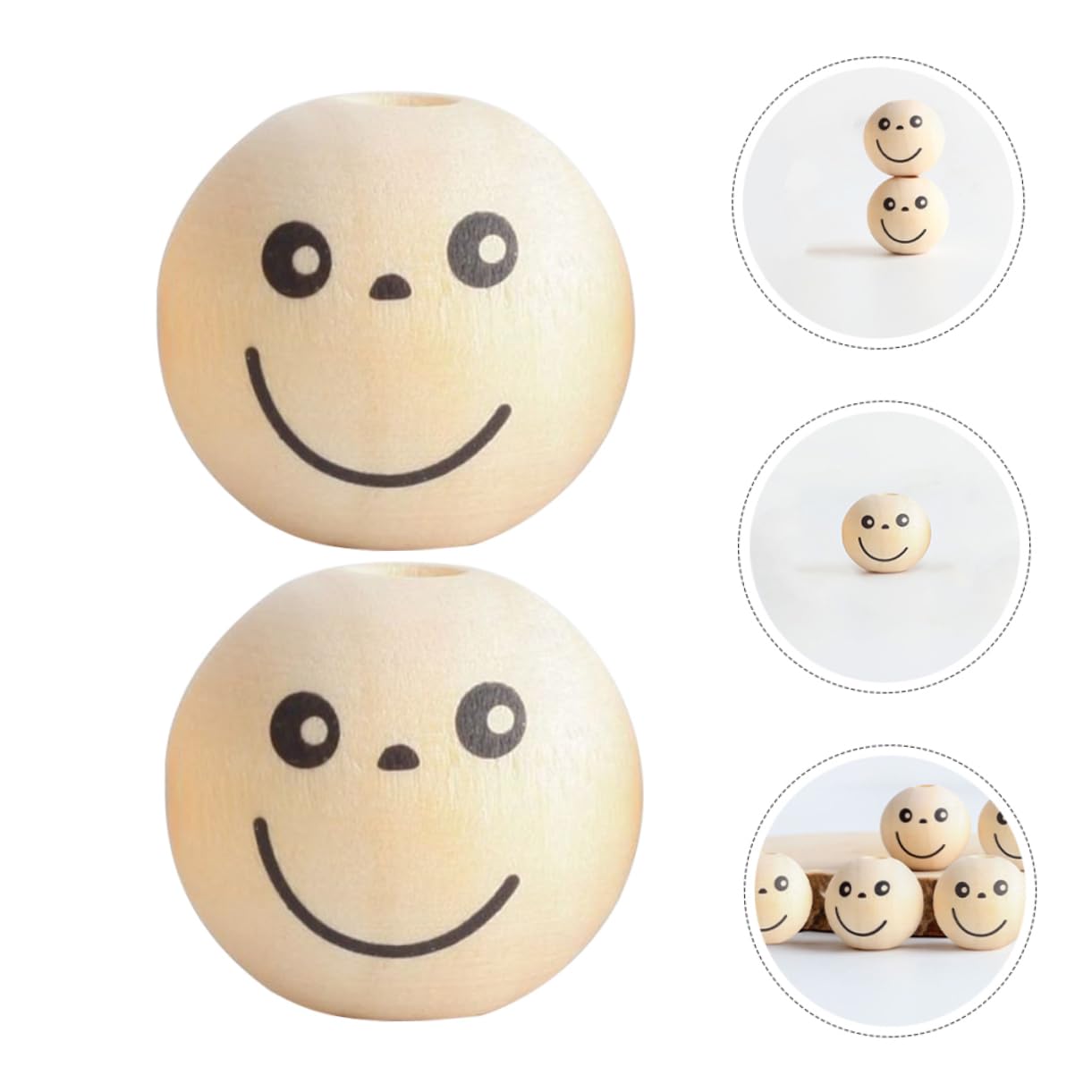 STOBOK 250stücke Smile Face Holzperlen Diy Bastelperlen Für Schmuck Armbänder Und Dekoration Große Für Kreative Projekte Handgefertigte Und Familienaktivitäten
