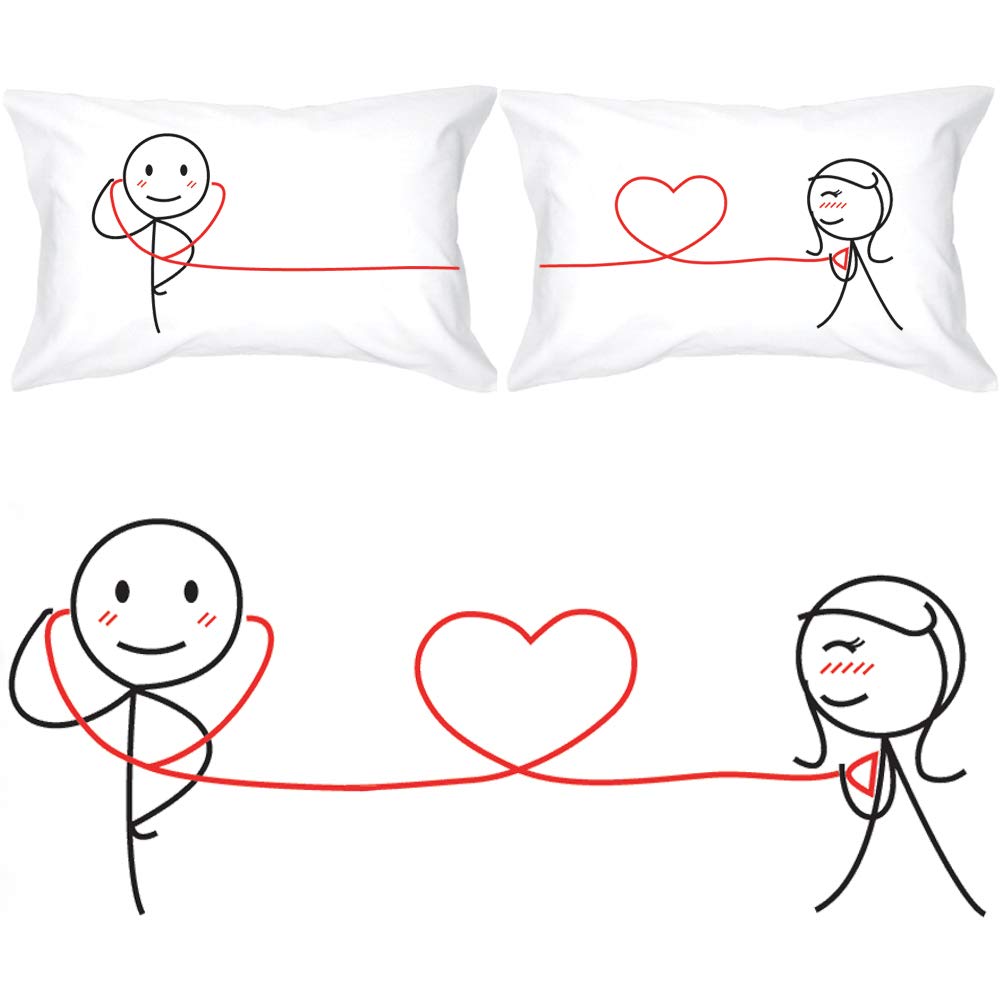 BoldLoft My Heart Beats for You Couples Pillowcases- Gifts for Couples,for Him Gifts for Boyfriend,Husband,Valentine’s Day Anniversary,for Him and Her, Doctor Gifts,His and Hers Gifts,Fiance Gifts