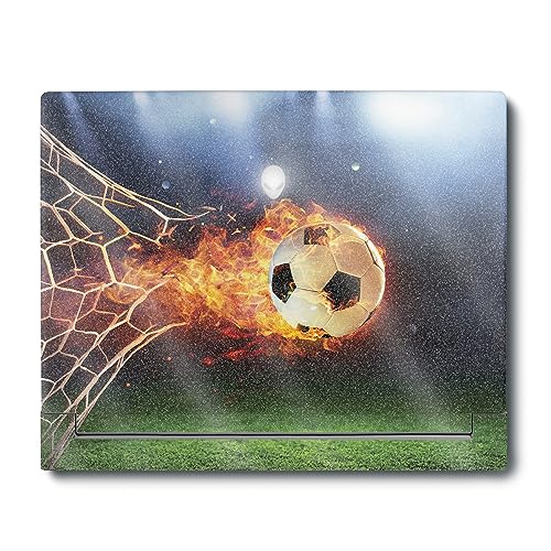 Image of MightySkins Glossy Glitter Skin Compatible with Alienware X16 R1 (2023) Full Wrap Kit - Flaming Soccer Ball | Protective, Durable High-Gloss Glitter Finish | Easy to Apply | Made in The USA