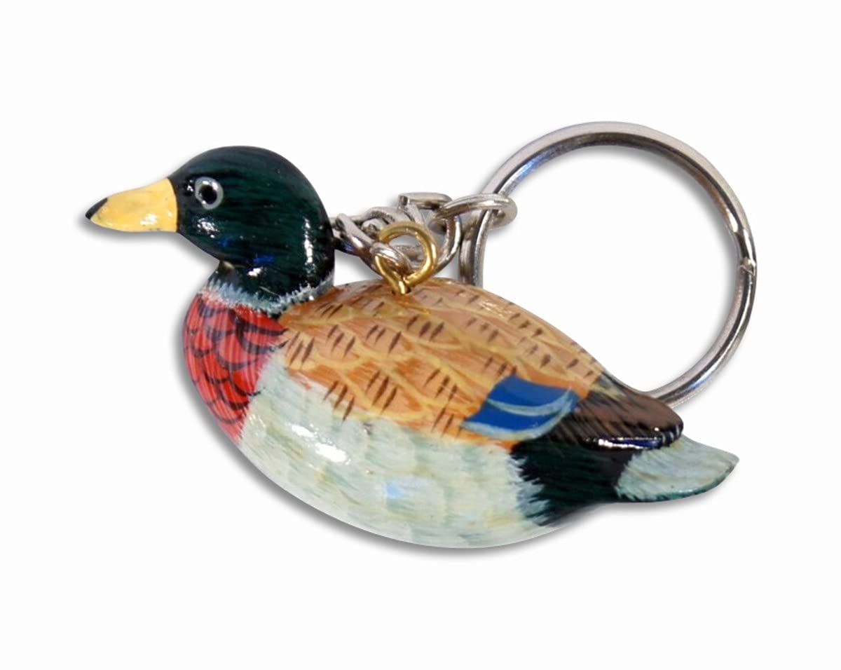 XL Hand Painted Wild Mallard Duck Bird Keychain