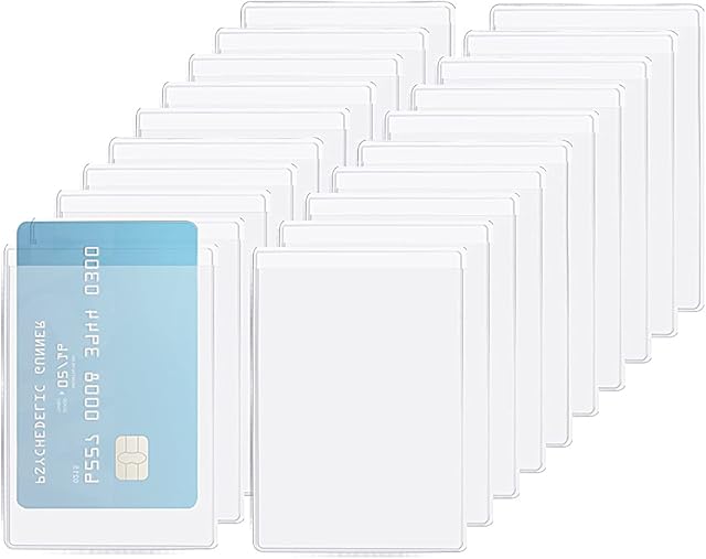 HuaJiao 20Pcs Plastic Card Sleeves, Clear Badge Holders Soft ID Card Holders Protector Sleeves for Insurance Card, Debit Card, Business Card