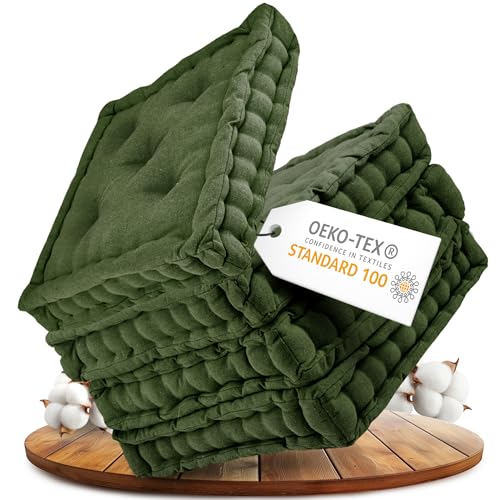 Gräfenstayn® 4er-Set Sitzkissen Stuhlkissen 40x40x8cm für Indoor und Outdoor aus 100{2d39762604c2453491f411cb734016c8d7178c7a1188ec3e6776acab5719f7df} Baumwolle Dicke Polsterung Steppkissen/Bodenkissen (Khaki) Gräfenstayn® 4er-Set Sitzkissen Stuhlkissen 40x40x8cm für Indoor und Outdoor aus 100{2d39762604c2453491f411cb734016c8d7178c7a1188ec3e6776acab5719f7df} Baumwolle Dicke Polsterung Steppkissen/Bodenkissen (Khaki)