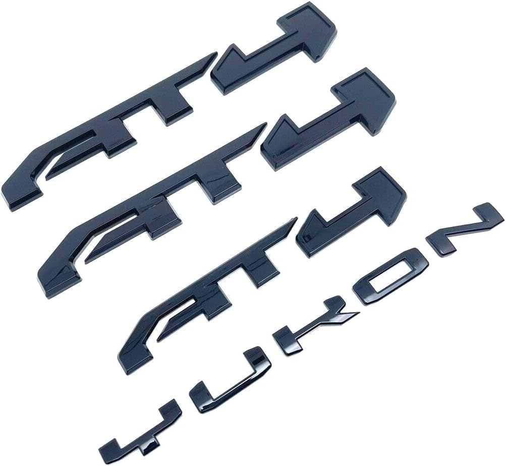 4Pc Door Rear AT4 Yukon Emblems Letters 3D Badge Nameplate Replacement for 2021-2024 Yukon Yukon XL (Gloss Black)