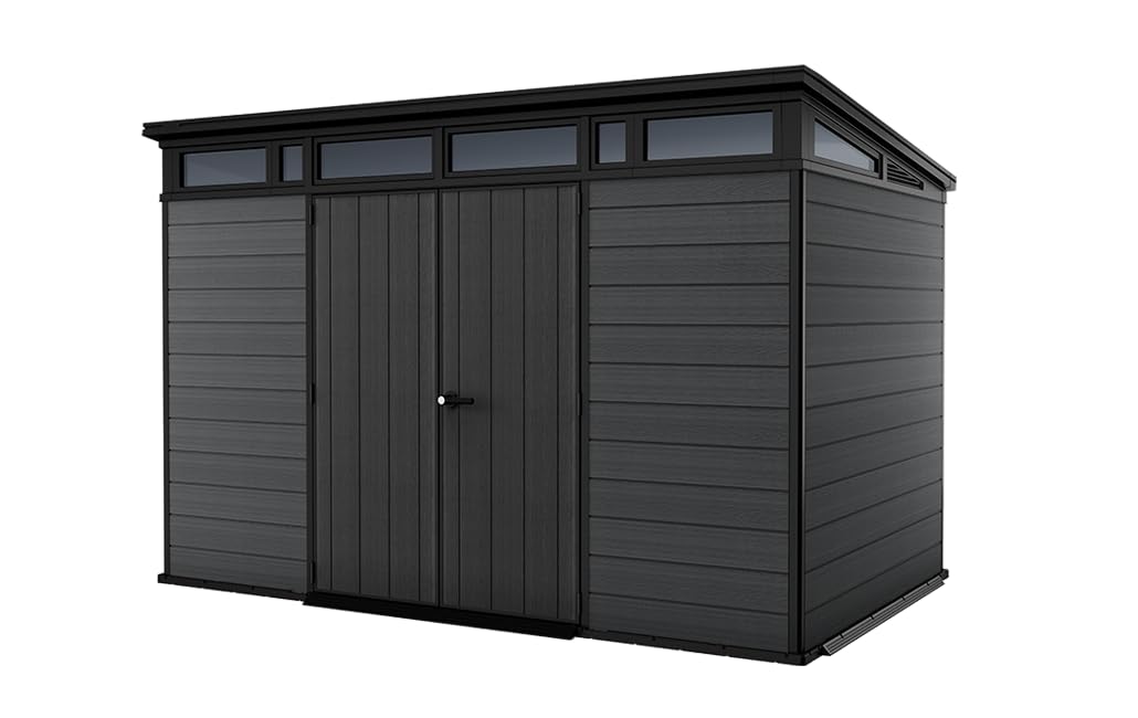 Keter Cortina 11x7 Gartenhaus, 342x218x226 cm, Grau | Robustes Gerätehaus aus Kunststoff & Metall, EVOTECH-Wänden, Wetterfest, Abschließbar, 13,7 m³ Stauraum