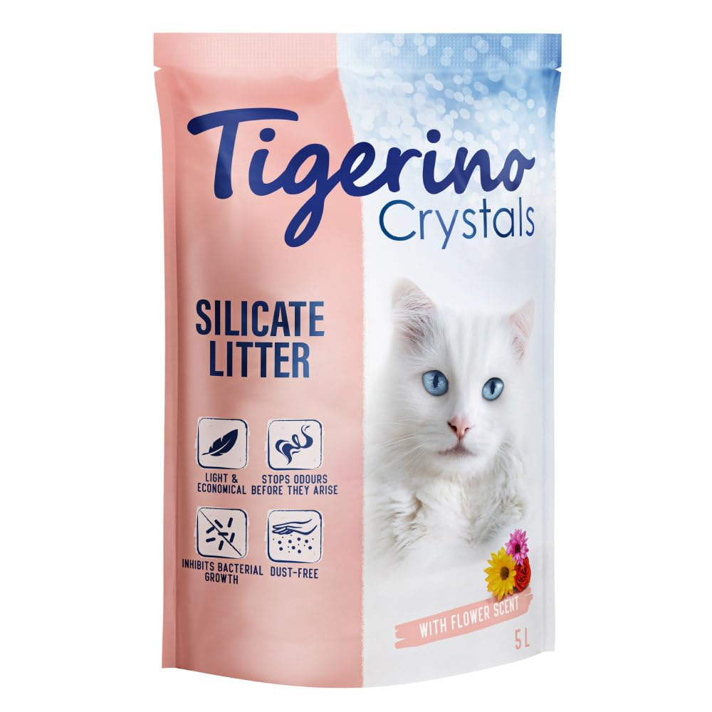 Tigerino Crystals Katzenstreu | Flower-Power | 6 x 5 Liter Silikatstreu