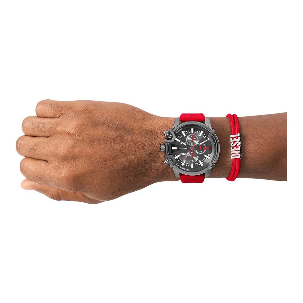 Diesel Griffed Uhr für Männer, Quarz-Chronographenwerk mit Silikonarmband