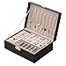 EKKONG Caja Joyero para Mujer, Caja de Joyas de Cuero con Cerradura 2 Capas Organizador Estuche Joyero de Viaje Joyero Pequeña Portátil Joyero para Pendientes Anillos Collares Almacenamiento (Black)