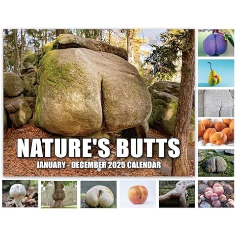 Gag Gifts - White Elephant Gag Gifts Calendar 2025, Nature Butts Calendar 2025 from January to December, 11'' x 8.5'', Gag Gift 2025 Calendar, Funny Gag Gifts for White Elephant Cover