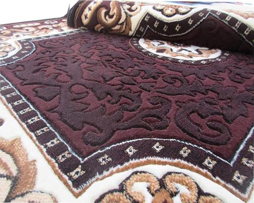 Image of Soft Premium Brown Carpet 5x7 ft - Washable, Anti-Skid, Fade-Resistant Acrylic Rug for Living Room, Hall, Bedroom, Modern Decor