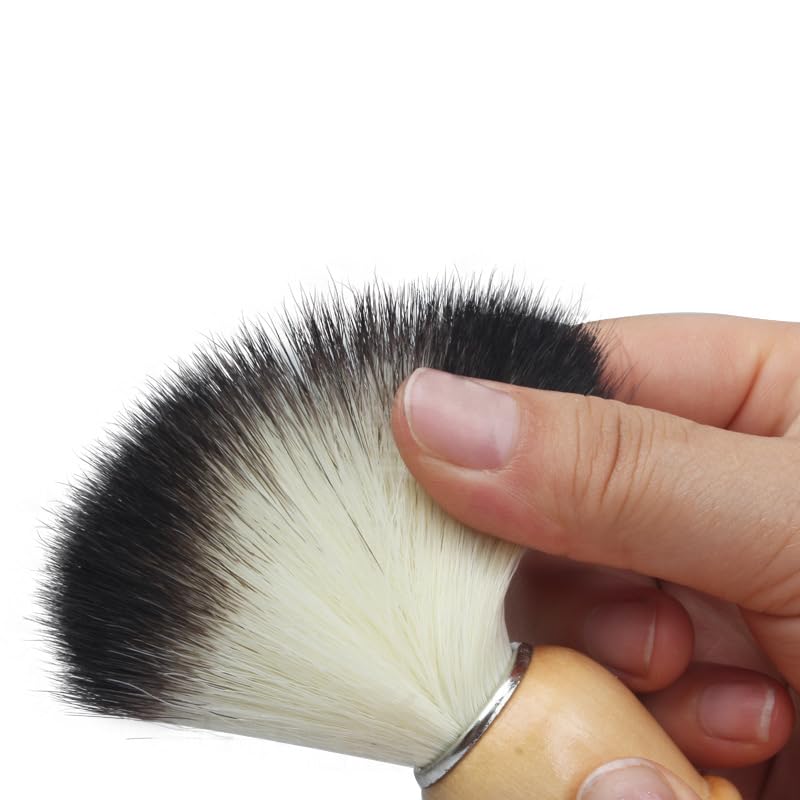 Set di pennelli da barba professionali in legno, setole sintetiche morbide, confezione da 10