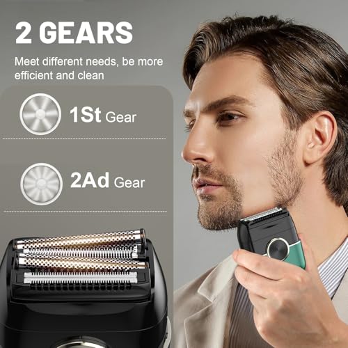 Image of Rechargeable Electric Razor for Men: Mini Foil Shavers for Men with 4 Floating Blades - Dual-Speed & LED Display, 120Min Runtime, IPX7 Waterproof Face Shaver, USB-C