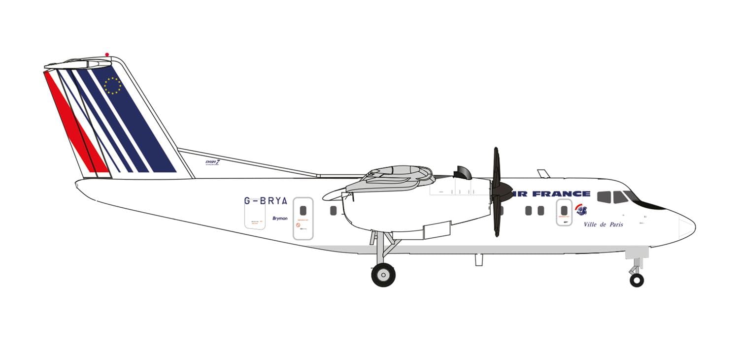 herpa 572644 Airplane Air France Havilland Canada DHC-7, G-BRYA Ville de Paris on a Scale of 1 : 200