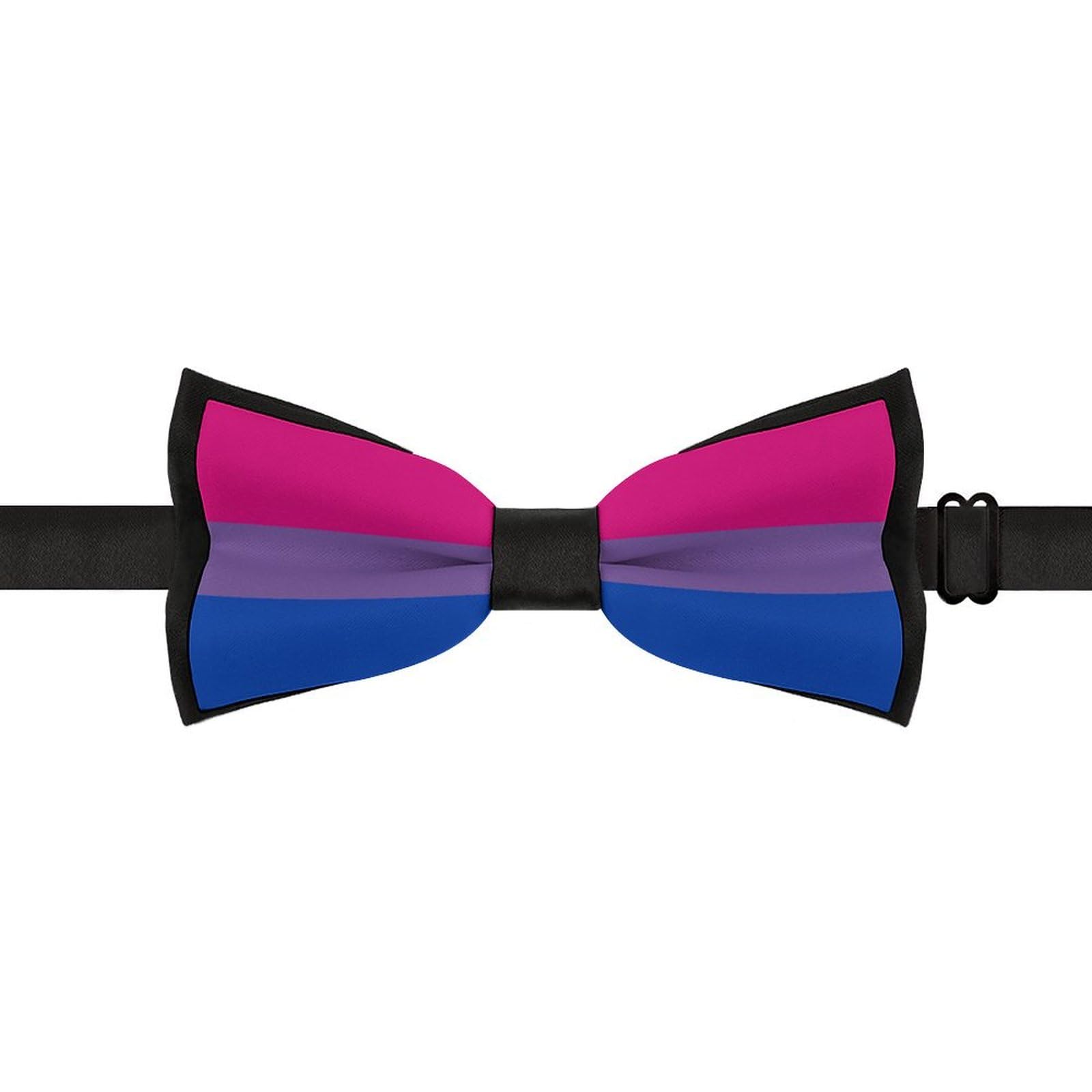 GoasNei Bisexual Pride Flag Bow Tie for Men Adjustable Necktie Funny Tie Neck Ties for Weddings Party