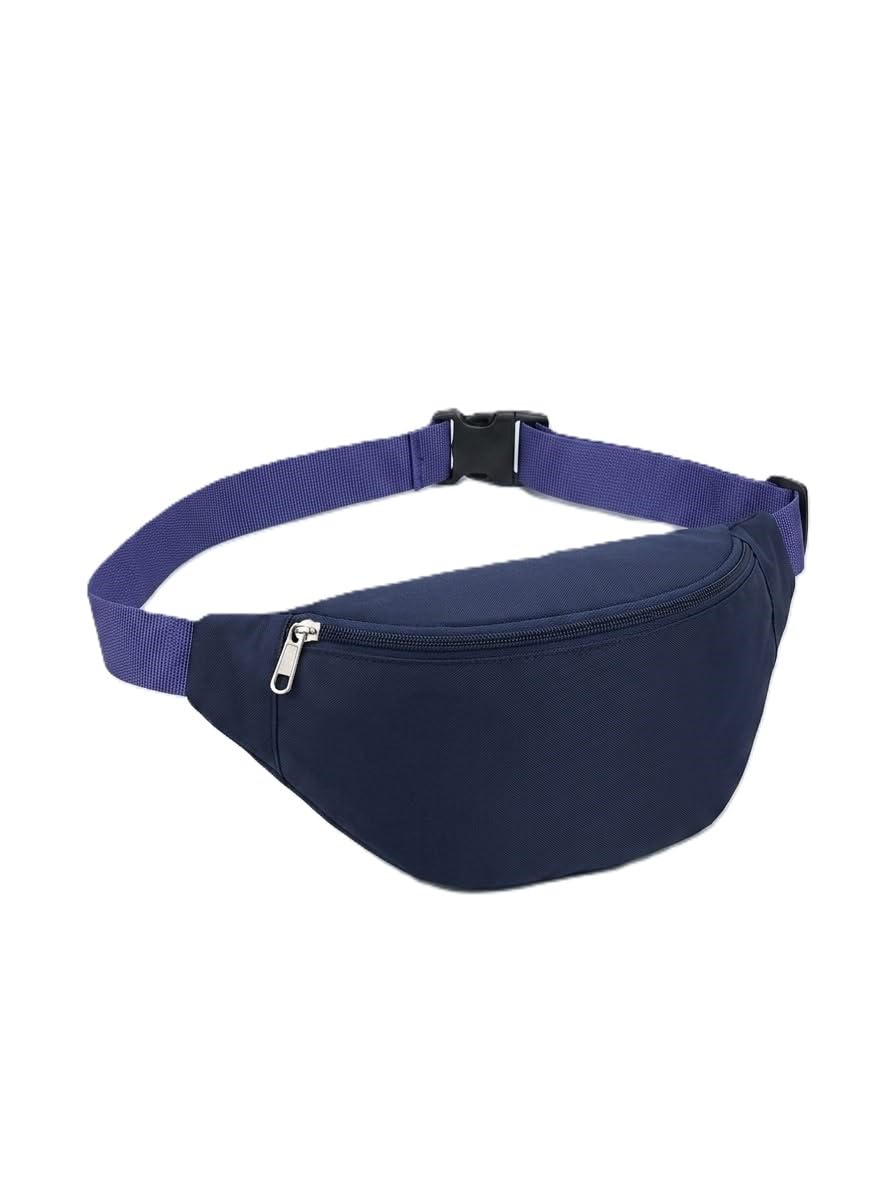 Premium Multi-Pocket Waist Bag, Black Canvas, 3 Compartments, Adjustable Strap, Travel Fanny Pack (Purple)-image-26
