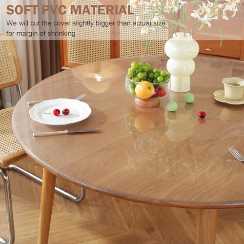 Image of LovePads Round Frosted Table Cover Protector 54 Inch, 2mm Thick Table Protector for Dining Room, Waterproof Plastic Cover PVC Vinyl Tablecloth, Circle Tabletop Protective Pad for Furnture Surface