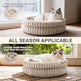 EDMIENS Cat Bed for Indoor Cats Dogs Pet, 51x51x20cm Round Washable Cat Beds Small Kitten Bed, Non-Slip Fluffy Calming Pets Beds with Removable Cushion for Home Medium Puppy, Small Dog, Cats Indoor - Image 8